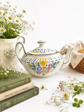 Vintage Phoenix China Czechoslovakia Mini Teapot Art Deco Floral Porcelain